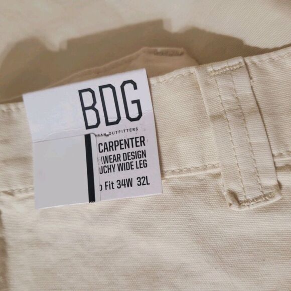 BDG Urban Outfitters Carpenter Pants 34 W 32 L Cream- Utilitarian- Baggy Denim - Picture 11 of 13